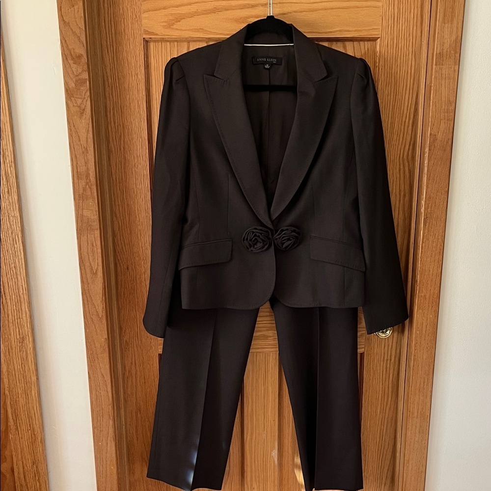 Anne Klein Dark Brown Blazer and Pants Set